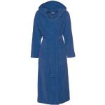 Blaue Unifarbene Maxi Bademäntel mit Kapuze aus Baumwollmischung mit Kapuze für Damen Größe XS 