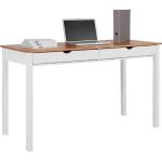 my home Schreibtisch »Gava«, aus massiven Kiefernholz, mit praktischen Griffmulden, in unterschiedlichen Farbvarianten, Breite 140 cm, weiß