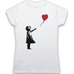 Weiße My Icon Art Banksy T-Shirts mit Graffiti-Motiv für Damen Größe S 