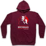 My Icon Art & Clothing Pierce Brosnan The Best Bond British Spy Secret Agent 00 Double O Erwachsenen Kapuzensweater, Burgund, XL