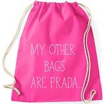 My Other Bags Are Prada Gym Bag Turnbeutel Rucksack Sport Hipster Style in 8 Farben, Farbe:Pink