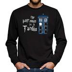 Schwarze Doctor Who Tardis Herrensweatshirts aus Baumwolle Größe S 