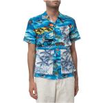 Reduzierte Blaue Vintage Kurzärmelige Hawaiihemden für Herren Größe M 