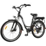 Myatu E-Bike 26 Zoll E-Citybike für Damen & Herrren, mit 12,5Ah Akku maxmail 100km, 6 Gang Shimano, Kettenschaltung, Heckmotor 250,00 W, schwarz