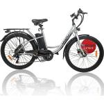 Myatu E-Bike »26 Zoll City-Pedelec für Damen, Elektrofahrrad mit 12,5Ah Akku«, 6 Gang Shimano, Kettenschaltung, Heckmotor 250,00 W, silberfarben