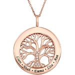 Rosa MyNameNecklace Familienketten vergoldet aus Silber mit Diamant personalisiert für Damen zum Muttertag 