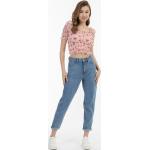 Reduzierte Rosa Gepunktete Kurzärmelige MyMo Schulterfreie Blusenshirts & Schlusen Gesmokte für Damen Größe XS für den für den Sommer 