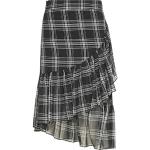 Dunkelgraue Karo MyMo Rocks Asymmetrische Röcke mit Volants mit Reißverschluss für Damen Größe S 