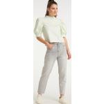 Mintgrüne Blusenshirts & Schlusen mit Puffärmeln mit Reißverschluss aus Baumwolle für Damen Größe XS 