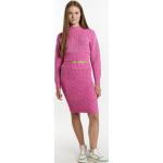 Reduzierte Pinke Unifarbene MyMo Rundhals-Ausschnitt Grobstrickpullover aus Polyamid Cropped für Damen Größe XS 