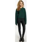 Reduzierte Grüne Unifarbene MyMo Rundhals-Ausschnitt Grobstrickpullover für Damen Größe XS 