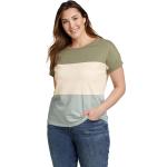 Grüne Color Blocking Kurzärmelige Eddie Bauer U-Boot-Ausschnitt T-Shirts für Damen Größe XS 