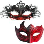 Reduzierte Rote Venezianische Masken mit Strass 