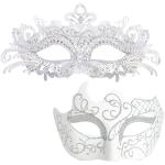 Weiße Venezianische Masken mit Strass Einheitsgröße 