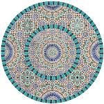 Blaue mySPOTTI Rechteckige Runde Teppiche mit Ornament-Motiv aus PVC schmutzabweisend 