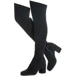 Schwarze Spitze Damenoverkneestiefel mit Reißverschluss aus Veloursleder Größe 39 für den für den Winter 