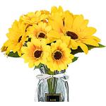 Reduzierte Gelbe Kunstrosen mit Sonnenblumenmotiv aus Seide 3-teilig 