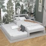 Graue Einzelbetten aus Massivholz mit Schublade 80x190 