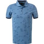 N.Z.A. Herren Polo-Shirt, Baumwoll-Jersey, blau gemustert