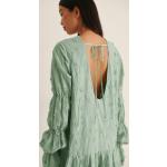 Grüne Bestickte Boho Langärmelige Winterkleider aus Baumwolle für Damen Größe XS 