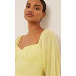 Reduzierte Gelbe Boho Mini Minikleider & kurze Kleider mit Puffärmeln aus Polyester für Damen Größe XS 
