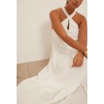 Reduzierte Weiße Boho Maxi V-Ausschnitt Sommerkleider aus Polyester für Damen Größe XS für den für den Sommer 