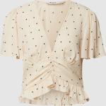 Offwhitefarbene NA-KD V-Ausschnitt Blusenshirts & Schlusen mit Reißverschluss aus Viskose Cropped für Damen Größe S 
