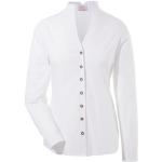 Weiße Casual Langärmelige Stehkragen Trachtenblusen mit Knopf aus Baumwolle für Damen Größe XS 