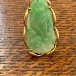 Grüne Vintage Ovale Goldringe aus Gold mit Jade 