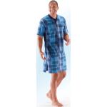 Marineblaue Kurzärmelige bader Herrennachthemden aus Baumwolle Übergrößen 