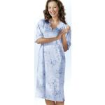 Hellblaue Kurzärmelige bader Midi Damennachthemden aus Baumwolle Größe XL Große Größen 