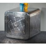 Silberne Industrial Möbel Exclusive Quadratische Nachttische & Nachtschränke aus Massivholz mit Schublade Breite 0-50cm, Höhe 0-50cm, Tiefe 0-50cm 
