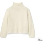 Reduzierte Cremefarbene Langärmelige TCHIBO Bio Stehkragen Kaschmir-Pullover durchsichtig aus Wolle für Damen Größe M 