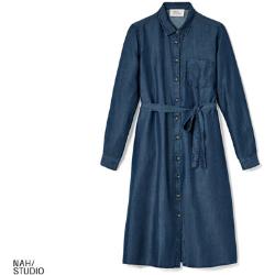 Blaue Nachhaltige TCHIBO Taillierte Kleider mit Knopf aus Lyocell für Damen Größe M - versandkostenfrei 