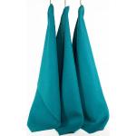 Petrolfarbene Gestreifte Nahtur Design Nachhaltige Leinenhandtücher aus Leinen 50x70 3-teilig 