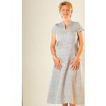 Graue Nahtur Design Nachhaltige Kleider A-Linie mit Reißverschluss aus Leinen für Damen Größe 4 XL für den für den Sommer 