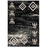 Schwarze Ethno Kayoom Kurzflorteppiche aus Textil 