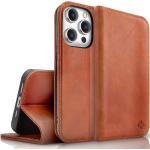 Braune iPhone 15 Pro Max Hüllen Art: Flip Cases aus Rindsleder klappbar 