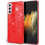 Rote Samsung Galaxy S21 5G Hüllen Art: Bumper Cases mit Glitzer aus Silikon kratzfest 