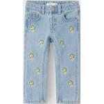 Reduzierte Hellblaue Bestickte name it 5-Pocket Jeans für Kinder mit Reißverschluss aus Denim für Mädchen Größe 104 