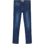 Blaue Unifarbene name it Slim Jeans für Kinder mit Reißverschluss aus Denim Größe 104 