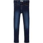 Dunkelblaue Bio Skinny Jeans für Kinder mit Reißverschluss aus Denim für Mädchen Größe 116 