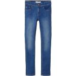 Blaue Bio Skinny Jeans für Kinder mit Reißverschluss aus Denim für Mädchen Größe 104 