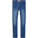 Blaue Bio Skinny Jeans für Kinder mit Reißverschluss aus Denim für Mädchen Größe 122 