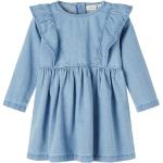 Hellblaue Langärmelige name it Kinderjeanskleider mit Reißverschluss aus Baumwolle für Mädchen Größe 110 