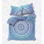 NANDNANDINI- Exclusive Blue Ombre Mandala Duvet Cover, Queen size Blanket, Quilt Cover, Indian Bedspread, Bohemian Bedding, Double Bedspread With pillow cases Cotton Doona cover , Duvet cover