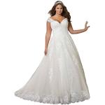 Weiße Brautkleider A-Linie aus Tüll für Damen Größe XL Große Größen 