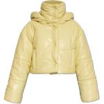 Reduzierte Gelbe Gesteppte Nanushka Vegane Maxi Lange Lederjacken aus Leder mit Kapuze für Damen Größe M 