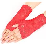 Reduzierte Rote Vintage Fingerlose Handschuhe & Halbfinger-Handschuhe aus Spitze Handwäsche für Damen Einheitsgröße für die Braut 