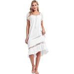 Reduzierte Weiße Kurzärmelige Damennachthemden aus Spitze Größe XXL für den für den Sommer 